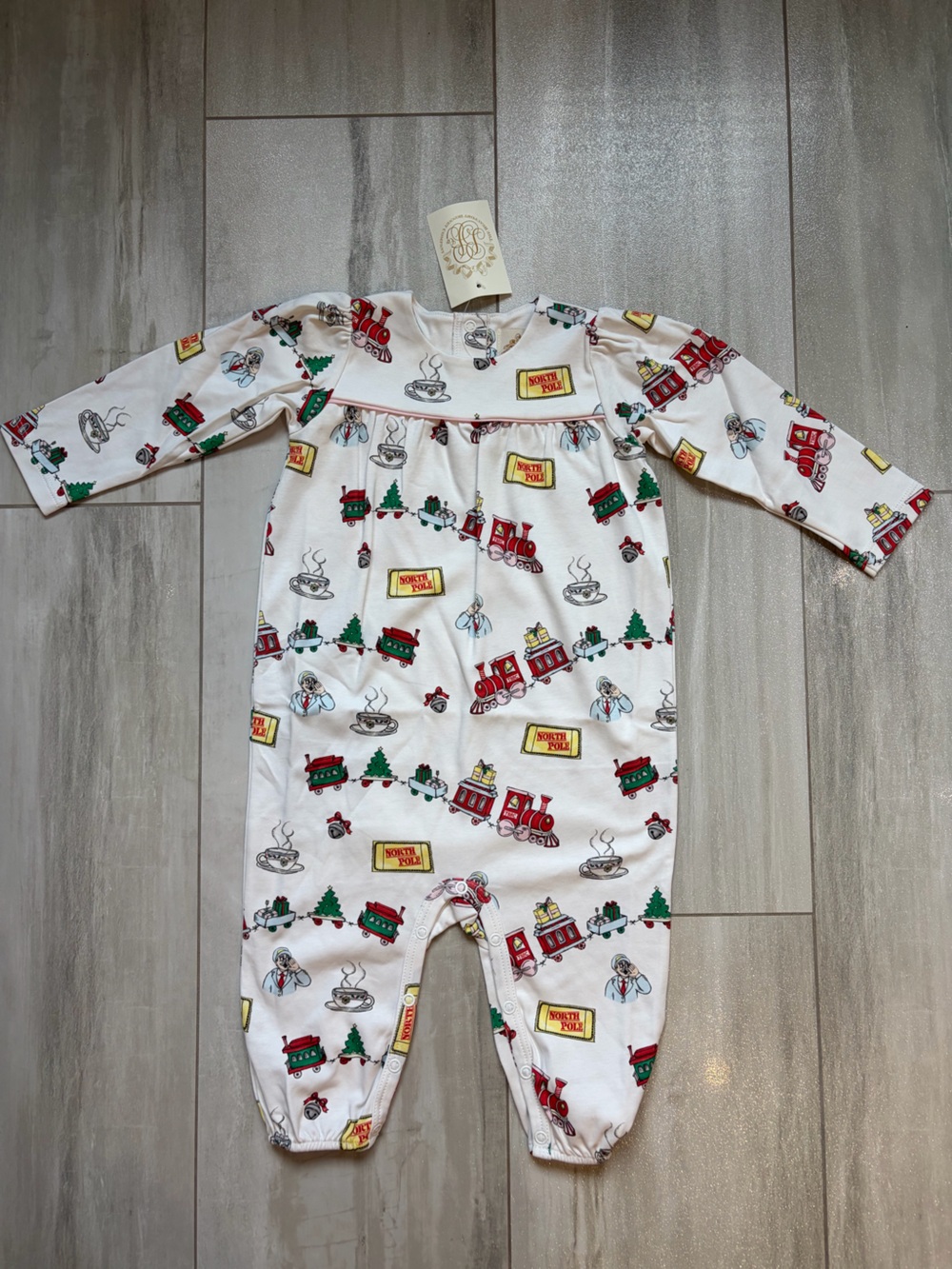 NWT TBBC Pima Cotton Holiday Train Express Bradford Romper Jumpsuit Girls 12-18M